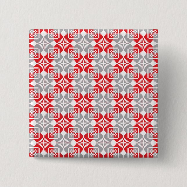 Latvian Morning SUN geometric pattern VI 2 Inch Square Button (Front)