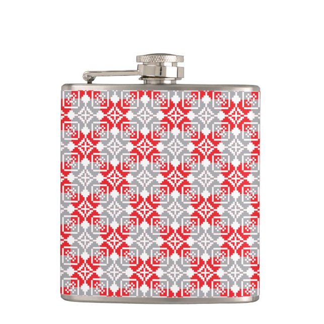 Latvian Morning SUN geometric pattern VI Hip Flask (Front)