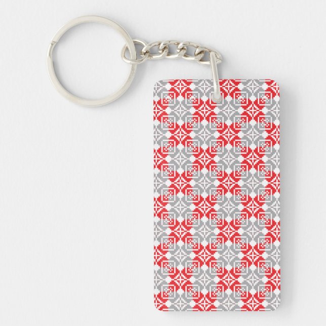 Latvian Morning SUN geometric pattern VI Keychain (Front)