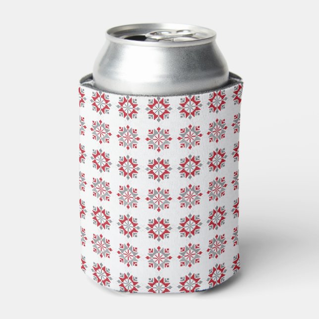 Latvian Morning SUN geometric pattern VII Can Cooler (Can Front)