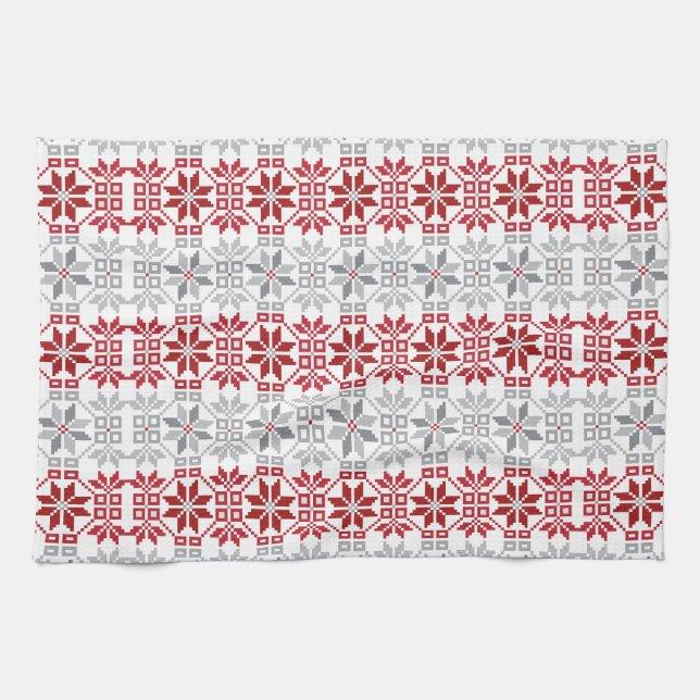 Latvian Morning SUN geometric pattern VIII Kitchen Towel (Horizontal)