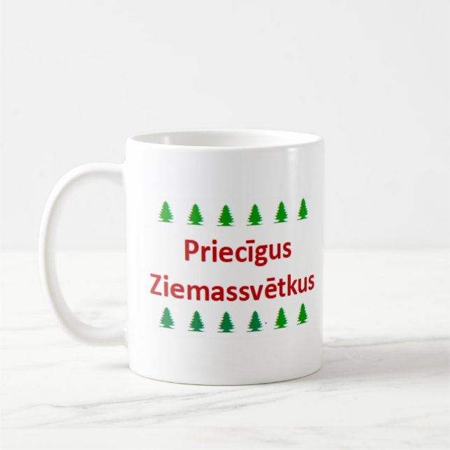 latvian priecigus ziemassvetkus coffee mug (Left)