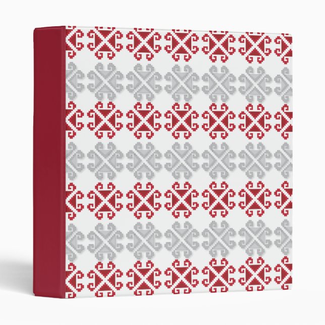 Latvian red and grey geometric Moon cross Binder (Front/Spine)