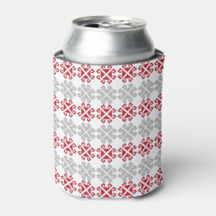 Latvian red and grey geometric Moon cross Can Cooler