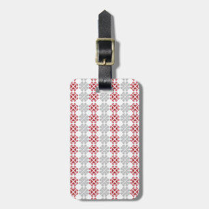 Latvian red and grey geometric Moon cross Luggage Tag