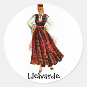 Latvian regional costume for Lielvarde Classic Round Sticker