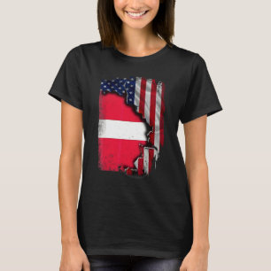 Latvian ROOTS  Half American Flag Patrioitc  Latvi T-Shirt
