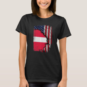 Latvian ROOTS Half American Flag Patrioitc Latvia T-Shirt