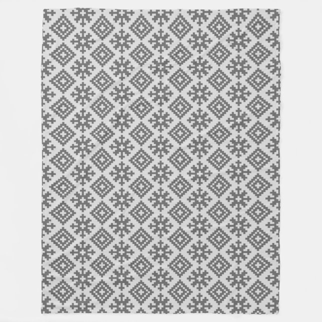 Latvian traditional pattern design fleece blanket (Front)