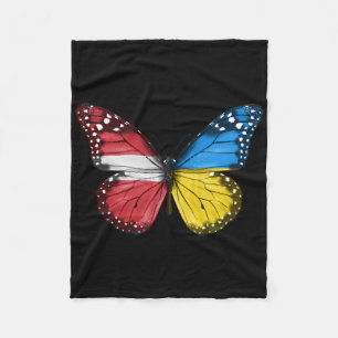 Latvian Ukrainian Flag Butterfly Latvia Ukraine Fleece Blanket