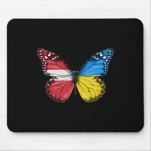 Latvian Ukrainian Flag Butterfly Latvia Ukraine Mouse Pad
