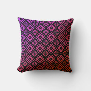 Latvian vintage purple and black folk art pattern throw pillow