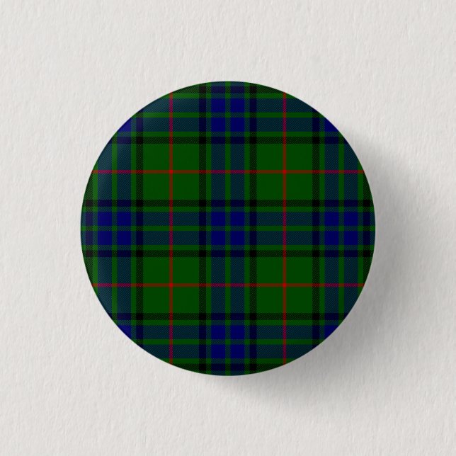 Lauder tartan blue green plaid 1 inch round button (Front)