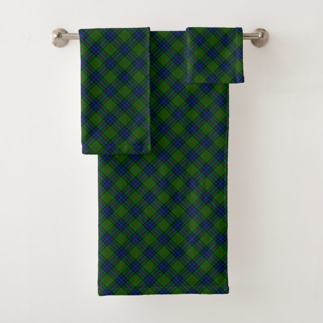 Lauder tartan blue green plaid bath towel set (Insitu)