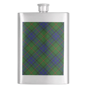 Lauder tartan blue green plaid hip flask
