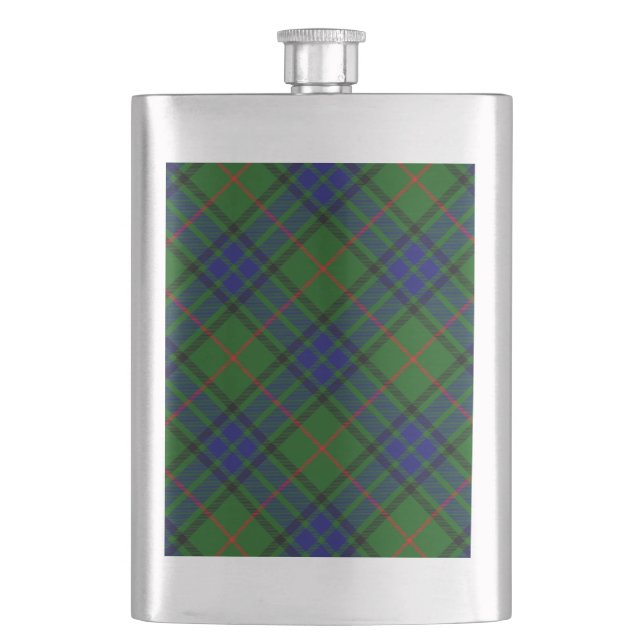 Lauder tartan blue green plaid hip flask (Front)