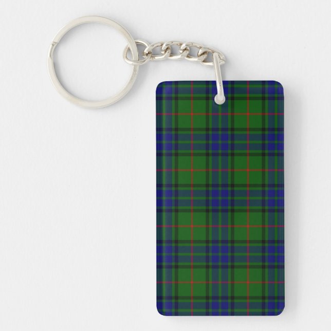 Lauder tartan blue green plaid keychain (Front)