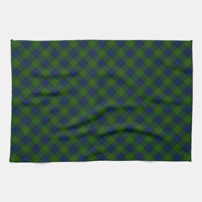 Lauder tartan blue green plaid kitchen towel (Horizontal)