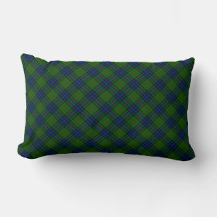 Lauder tartan blue green plaid lumbar pillow