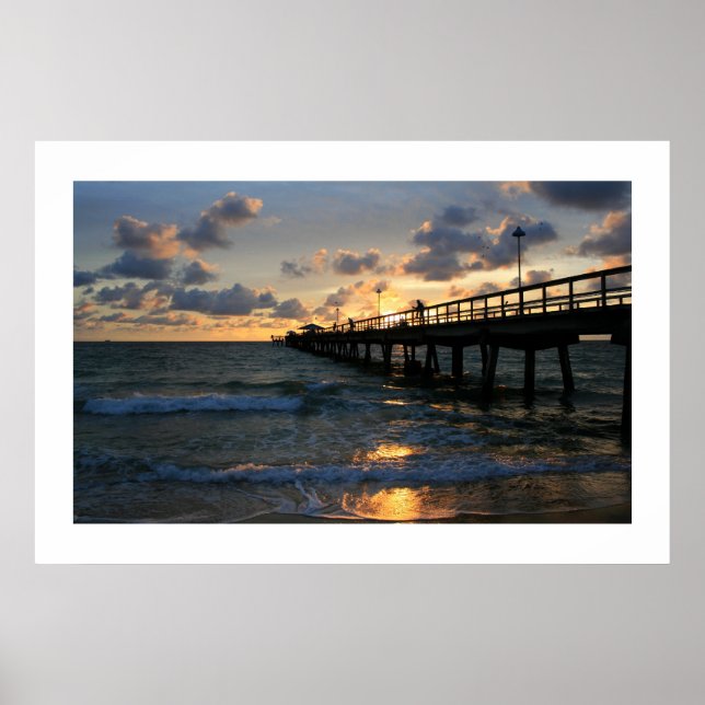 Lauderdale Pier Silhouettes Poster (Front)