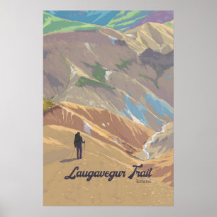 Laugavegur Trail Iceland Travel Poster