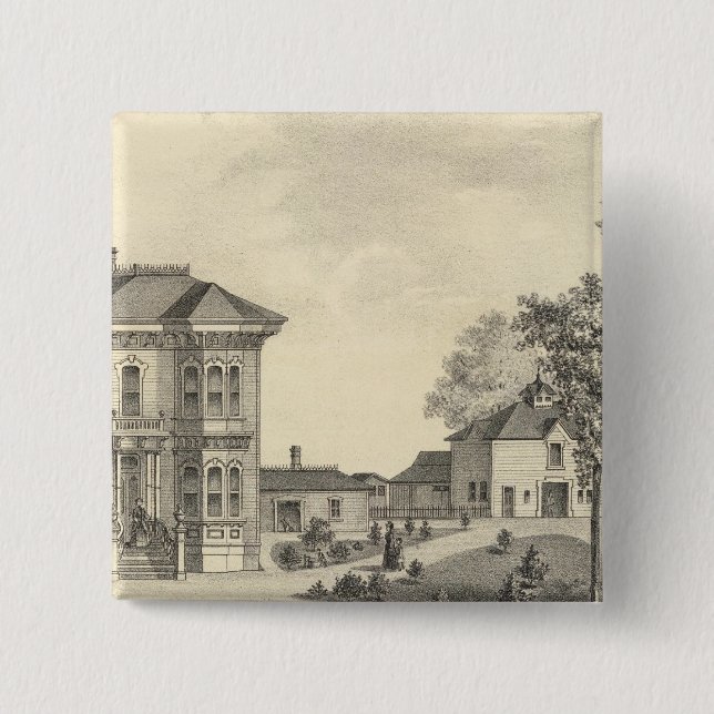 Laugenour residence, Woodland 2 Inch Square Button (Front)