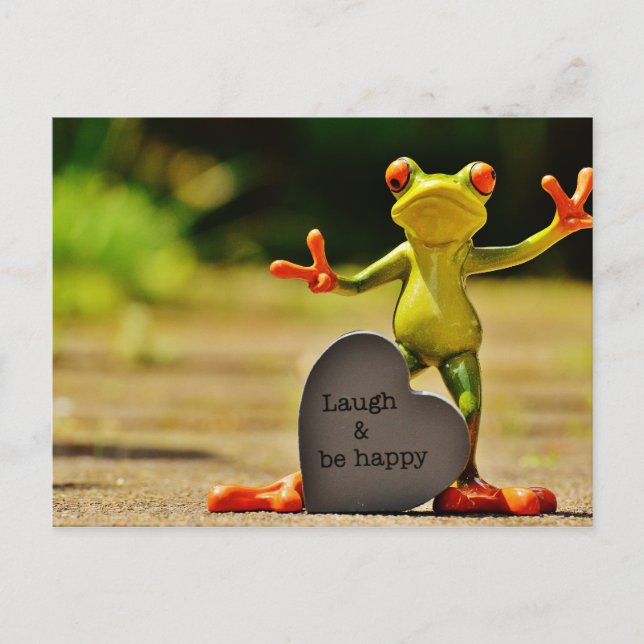 Laugh and Be Happy Frog Postcard (Front)