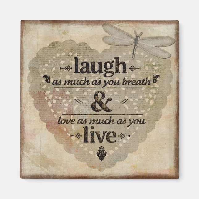Laugh and Live 2 Inch Square Magnet (Front)