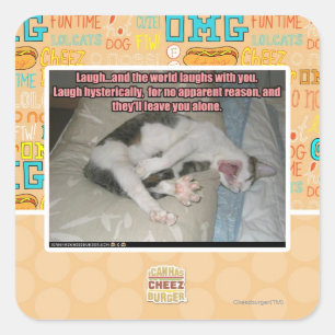 Laugh and the world laughs with you square sticker