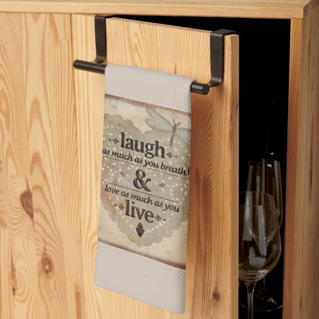 Laugh As Much As You Breathe Saying Kitchen Towel (Thirds Fold)