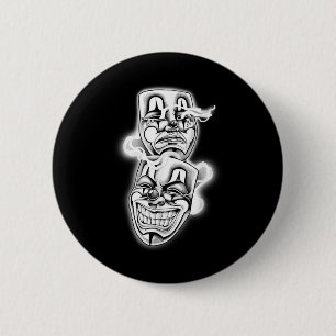 Laugh Now Cry Later Chicano Tattoo Flash 2 Inch Round Button
