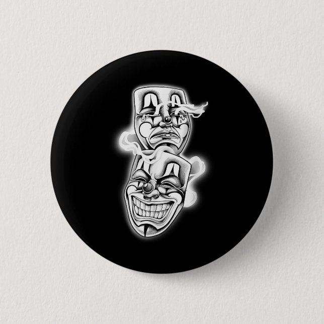 Laugh Now Cry Later Chicano Tattoo Flash  2 Inch Round Button (Front)