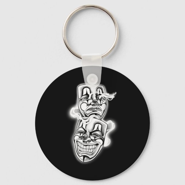 Laugh Now Cry Later Chicano Tattoo Flash  Keychain (Front)