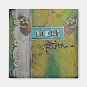 "Laugh Often" Art Magnet by Nancy Lefko