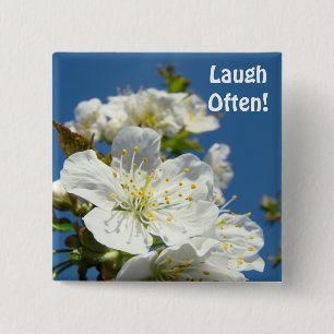 Laugh Often! buttons Cherry Blossom Flowers Floral