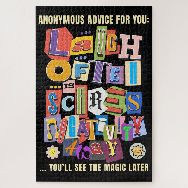 Laugh Often – Positive Typography Quote Design Jigsaw Puzzle (Vertical)