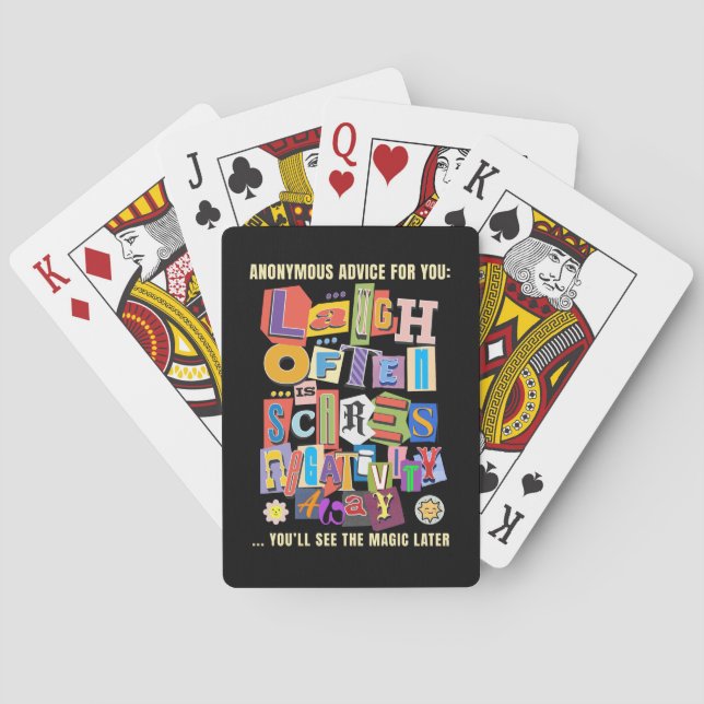 Laugh Often – Positive Typography Quote Design Playing Cards (Back)