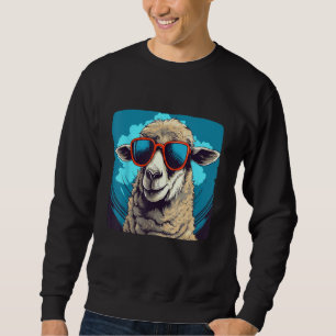 Laugh out loud with the funny sheep wearing sungla sweatshirt