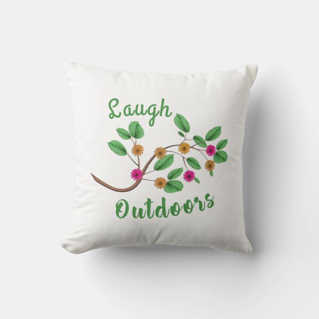 Laugh Outdoors Throw Pillow (Front)
