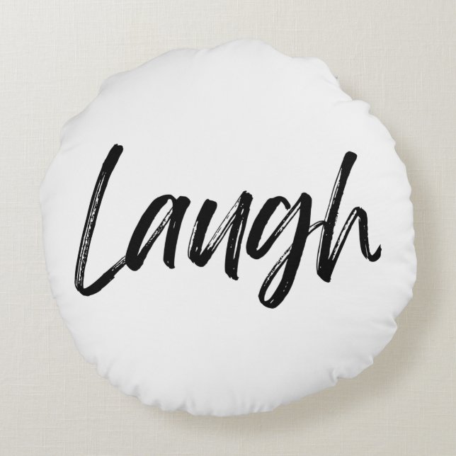 Laugh Print Round Throw Pillow (Back)