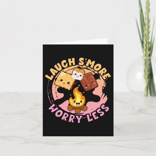 Laugh S'more Worry Less Weekend Clamping Children  Card (Front)