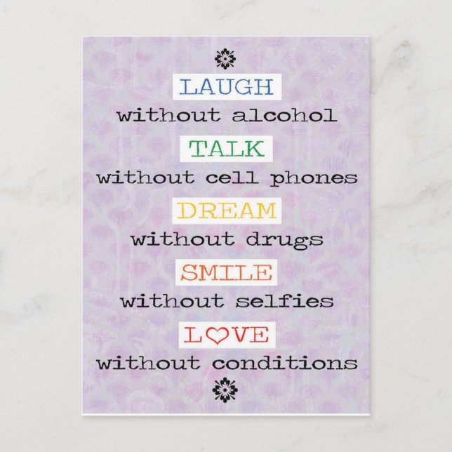 Laugh, Talk, Dream, Smile, Love Postcard (Front)