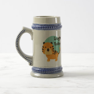 Laugh today Kawaii cute baby tiger orange Beer Stein