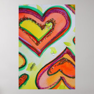 Laugh Two Hearts Painting Art Poster Imprimer