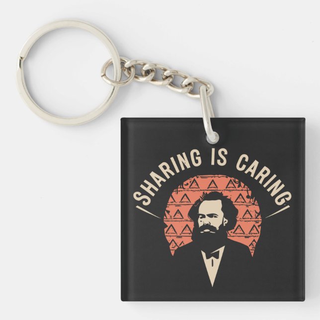 Laugh with Karl Marx Memes - Sharing Is Caring Keychain (Front)