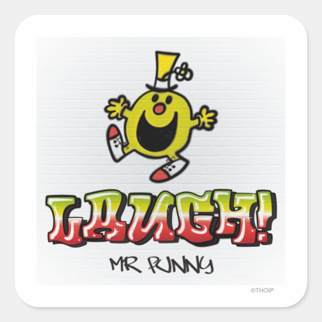 Laugh With Mr. Funny Square Sticker (Front)