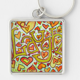 Laugh Word Glitter Art Painting Keychain