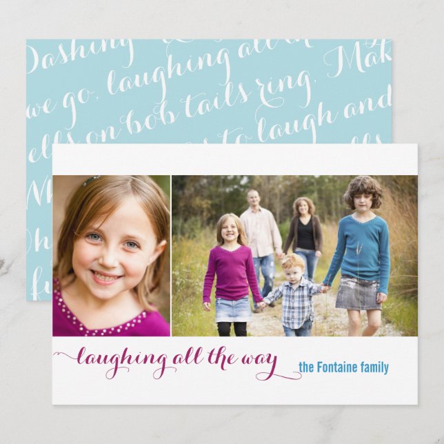 Laughing all the Way 2 Photo Holiday Card (Front/Back)