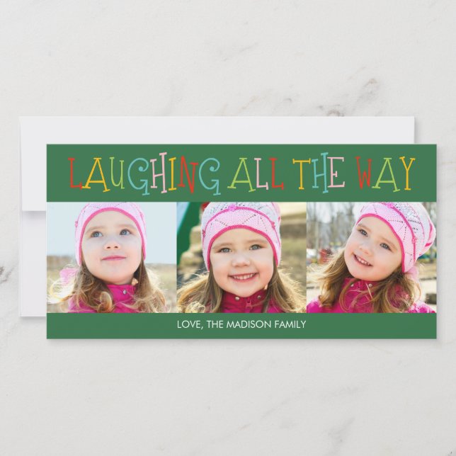 Laughing All The Way Holiday Photo Card (Front)