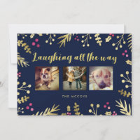 Laughing All the Way Navy Holiday Christmas Photo